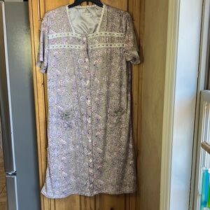 Joan Vass Lavender Floral Button-Front Chemise